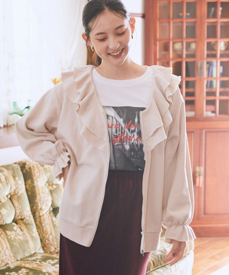 earth music&ecology「フリルカラーZipウラケブルゾン」|カーディガン|