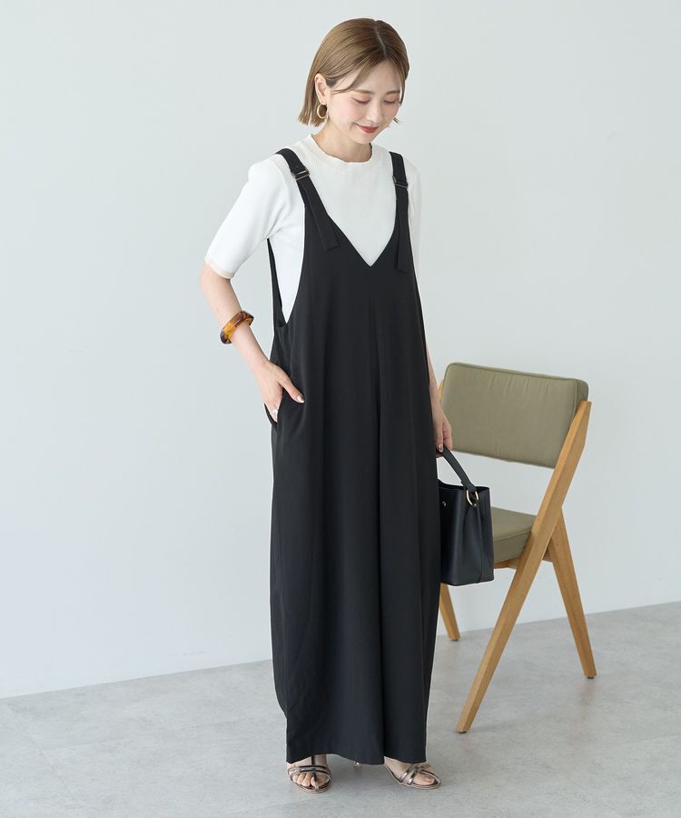 AMERICAN HOLIC「イージーケアVネックオールインワン」|オールインワン|Black