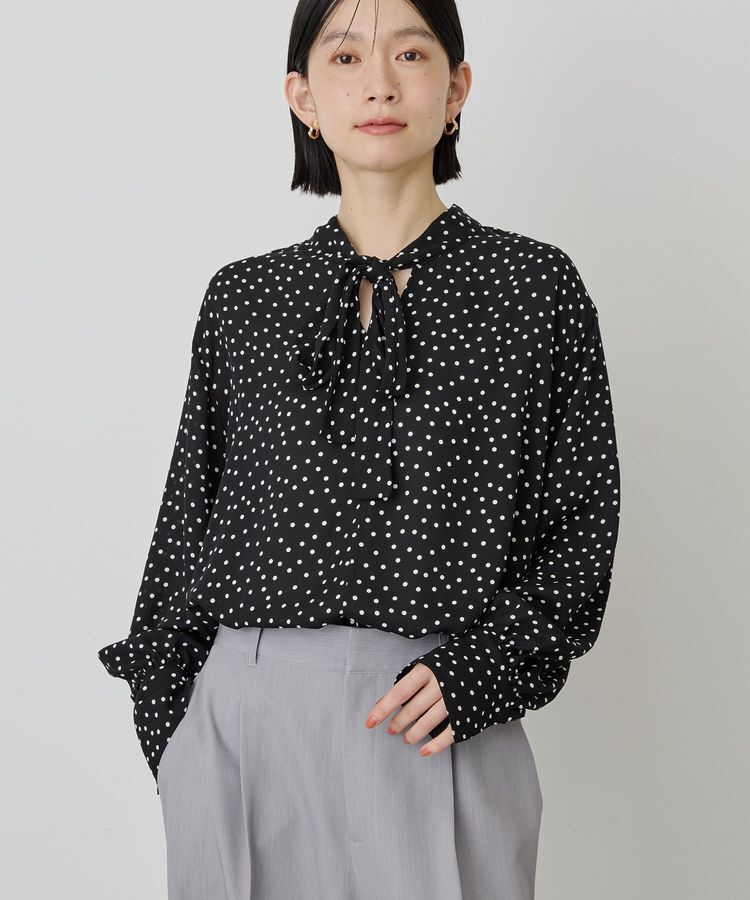 AMERICAN HOLIC「【イージーケア】ドット柄ボウタイブラウス」|シャツ・ブラウス|