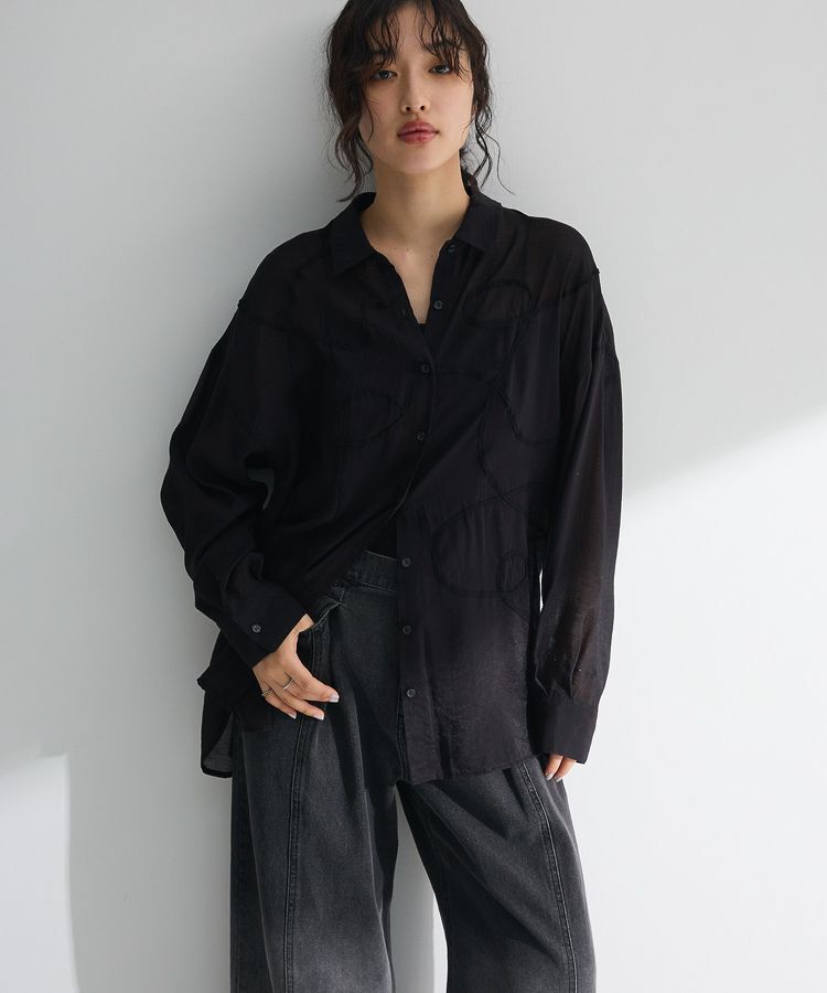 Green Parks「・ELENCARE DUE テープ刺繍シアーシャツ」|シャツ・ブラウス|