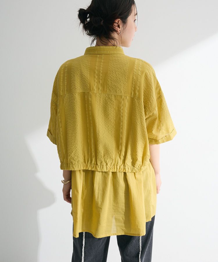 Green Parks「インド綿 SET2点 ギャザーシャツ+布帛インナー」|シャツ・ブラウス|