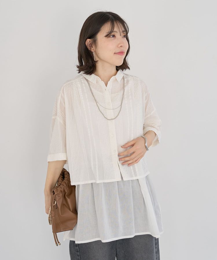 Green Parks「インド綿 SET2点 ギャザーシャツ+布帛インナー」|シャツ・ブラウス|