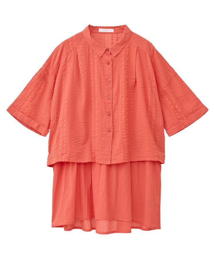 Green Parks「インド綿 SET2点 ギャザーシャツ+布帛インナー」|シャツ・ブラウス|