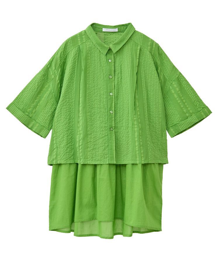 Green Parks「インド綿 SET2点 ギャザーシャツ+布帛インナー」|シャツ・ブラウス|