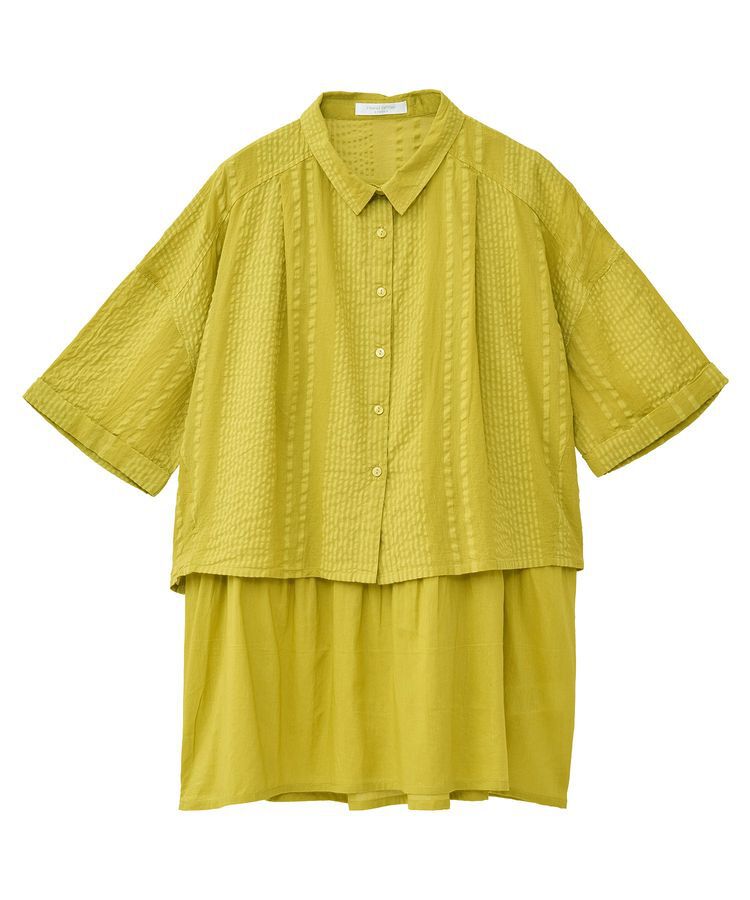 Green Parks「インド綿 SET2点 ギャザーシャツ+布帛インナー」|シャツ・ブラウス|