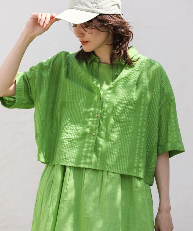 Green Parks「インド綿 SET2点 ギャザーシャツ+布帛インナー」|シャツ・ブラウス|