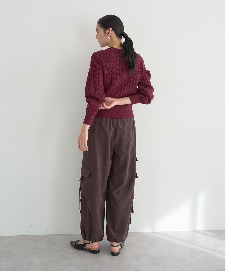 YECCA VECCA「金釦ミニケーブルニット」|ニット・セーター|