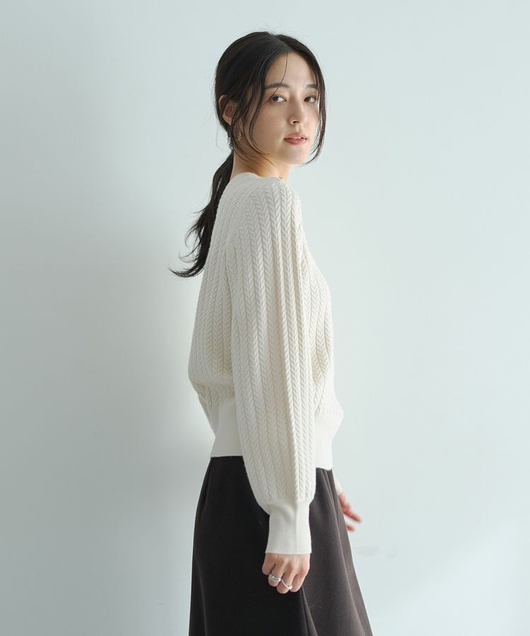 YECCA VECCA「金釦ミニケーブルニット」|ニット・セーター|