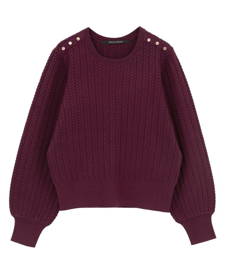 YECCA VECCA「金釦ミニケーブルニット」|ニット・セーター|