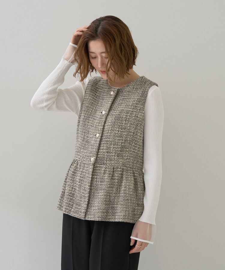 YECCA VECCA「ツイードペプラムジレ」|ベスト・ジレ|