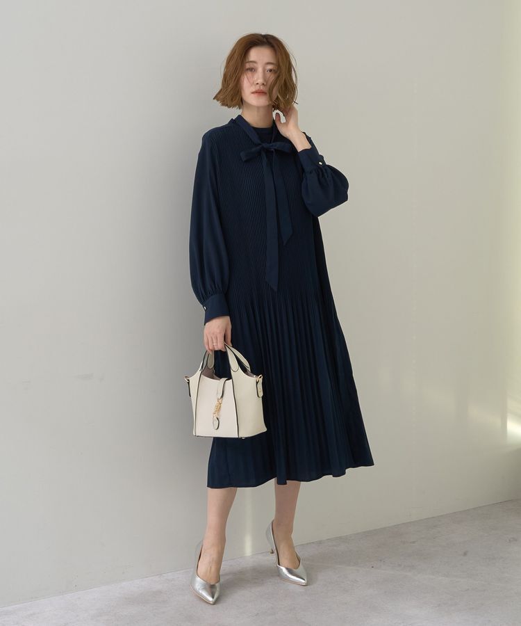 YECCA VECCA「マルチwayプリーツワンピース」|ワンピース|Navy