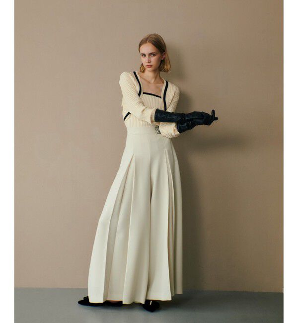 LOULOU WILLOUGHBY「【LOULOU WILLOUGHBY】ジョーゼットタックワイドパンツ」|その他|