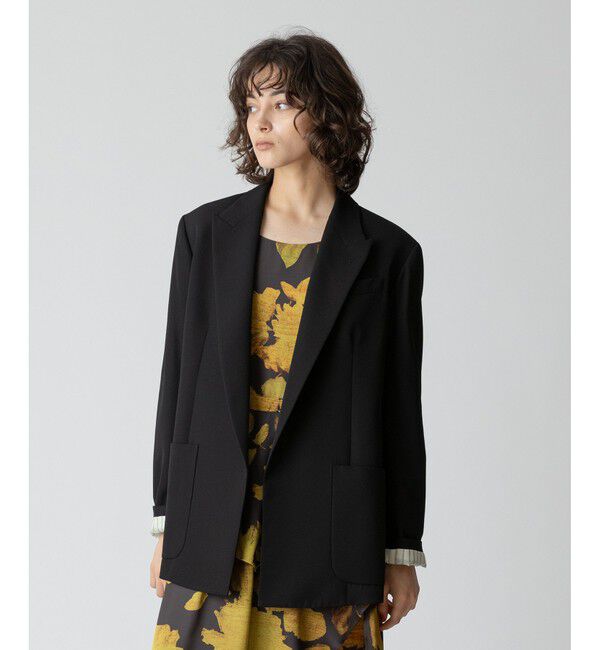 allureville「ビスコースウールボタンレスジャケット」|テーラードジャケット|