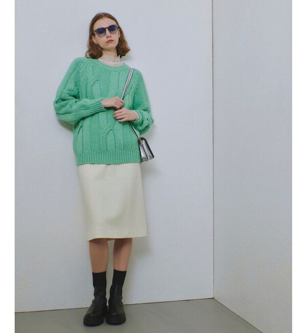 allureville「ハードメルトンスムースミディスカート」|タイト|