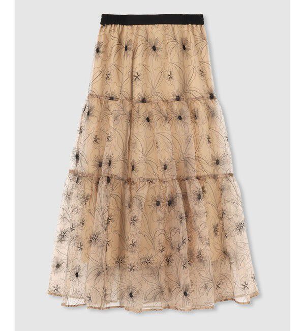 LOULOU WILLOUGHBY「【LOULOU WILLOUGHBY】オーガンジーフラワー刺繍スカート」|スカート|