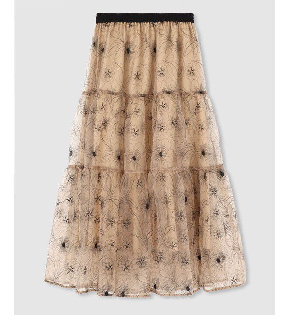 LOULOU WILLOUGHBY「【LOULOU WILLOUGHBY】オーガンジーフラワー刺繍スカート」|スカート|