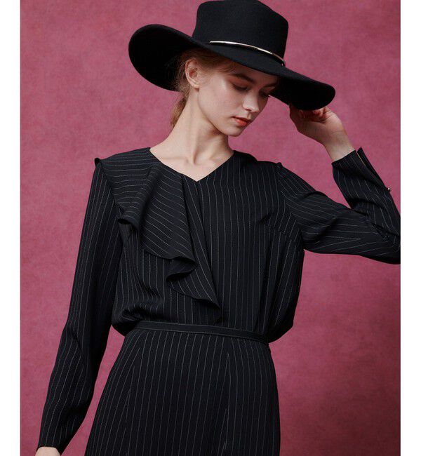 LOULOU WILLOUGHBY「【LOULOU WILLOUGHBY】ラッフルスカーフブラウス」|シャツ・ブラウス|ブラック系