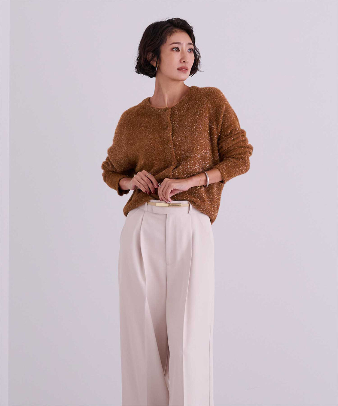 ur's「クルーネックラメカーディガン」|ニット・セーター|