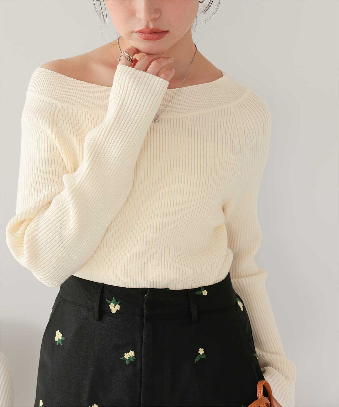 titivate「ウォッシャブルボートネックニット」|ニット・セーター|アイボリー