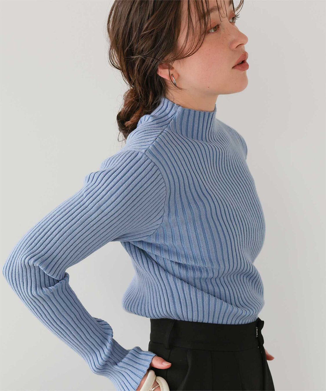 titivate「ウォッシャブルボトルネック配色デザインニット」|ニット・セーター|