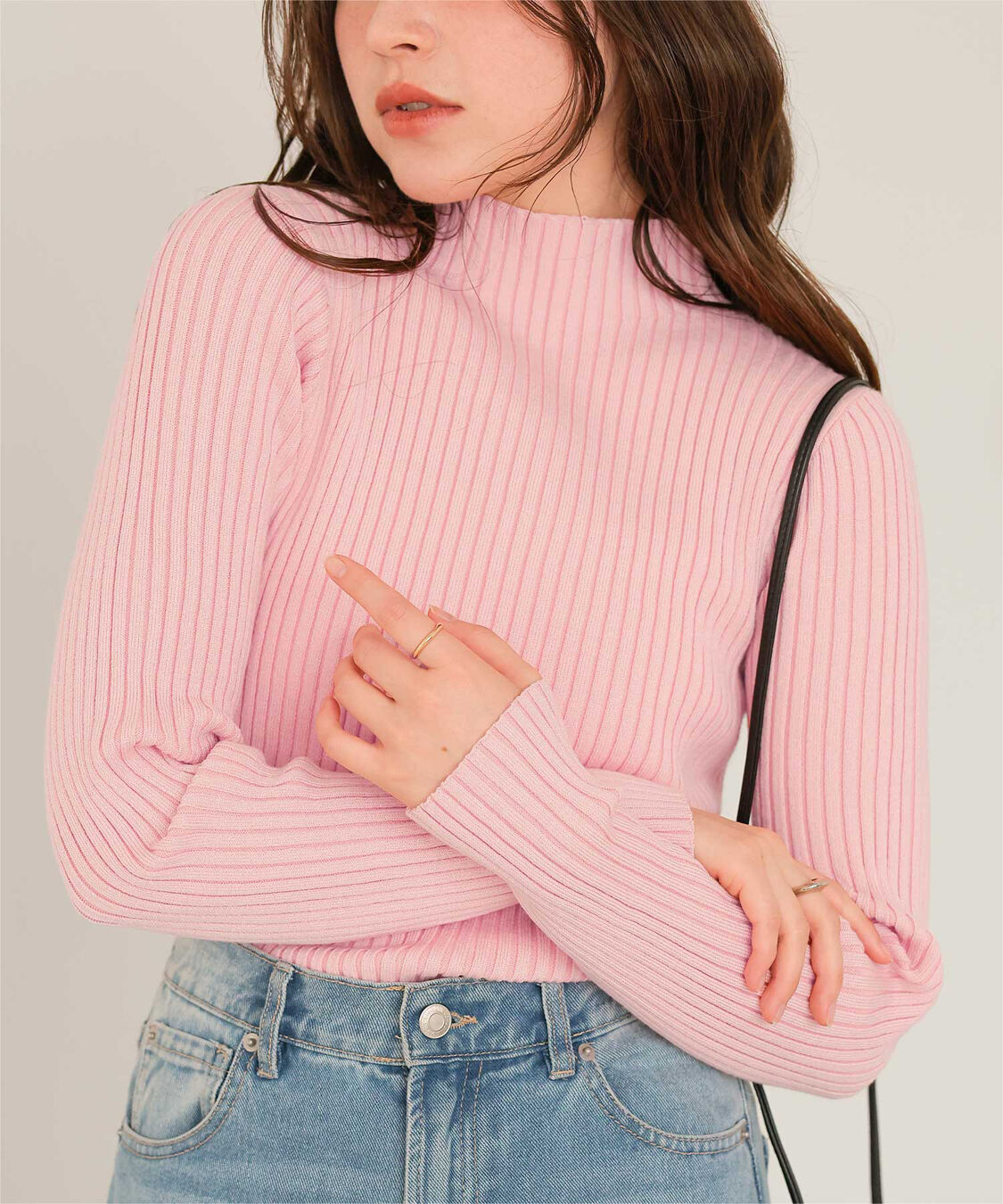 titivate「ウォッシャブルボトルネック配色デザインニット」|ニット・セーター|