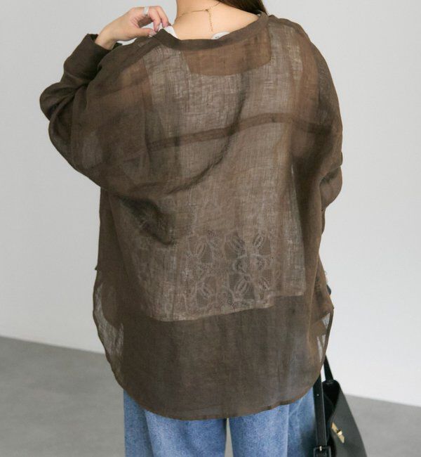  「シアーガーゼバンドカラーブラウス」|シャツ・ブラウス|