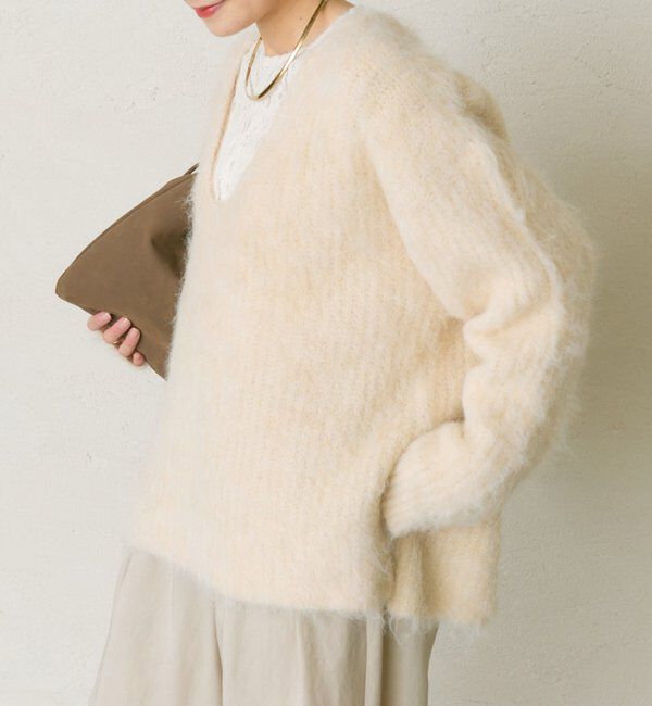  「起毛Vネックニットプルオーバー」|キャミソール|