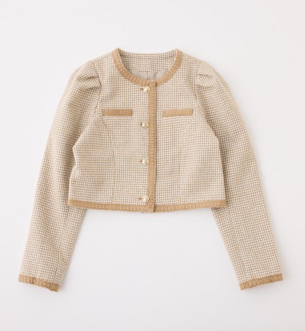  「【セットアップ対応】ノーカラーツイードジャケット」|ダウンベスト・ベスト|