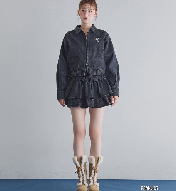  「【PEANUTSコラボ】フリルミニスカート」|スカート|