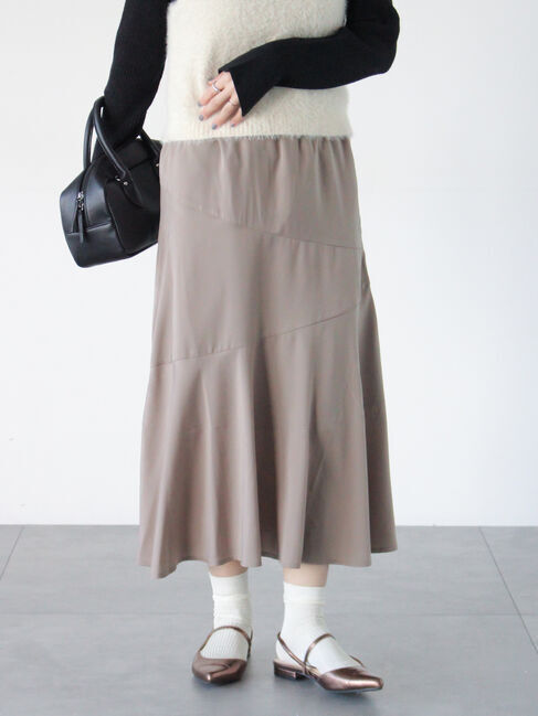 Lugnoncure「無地/ドット切替フレアスカート」|スカート|モカ
