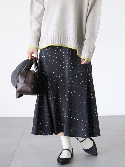 Lugnoncure「無地/ドット切替フレアスカート」|スカート|