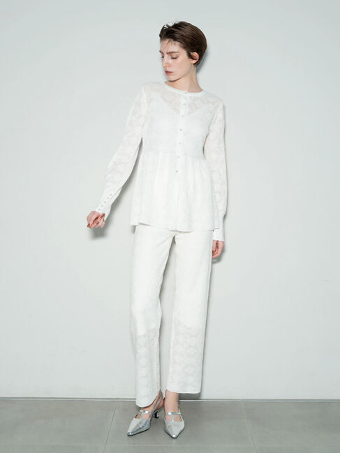 Te chichi「【Atelier Sucre】ストレートオフレースパンツ《2025spring catalog item》」|その他|オフホワイト