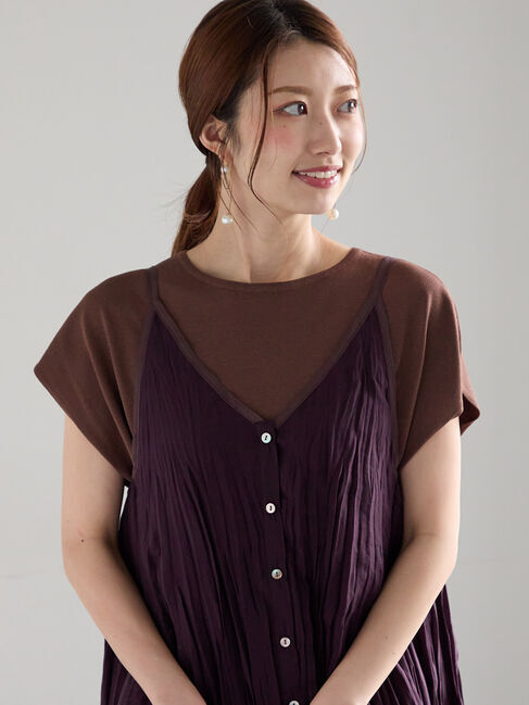 Te chichi「フレンチスリーブニット」|ニット・セーター|ブラウン