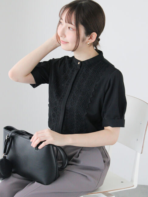 Te chichi TERRASSE「フロントレースブラウス」|シャツ・ブラウス|ブラック