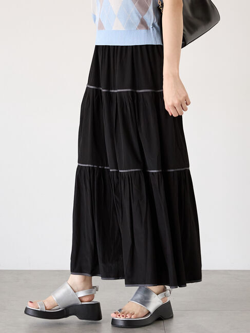 Te chichi TERRASSE「パイピングティアードスカート」|スカート|ブラック