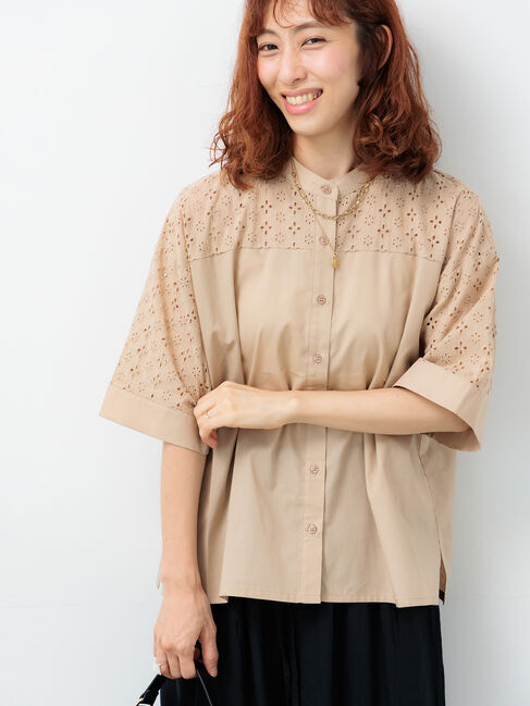 Lugnoncure「アイレットレースシャツ」|シャツ・ブラウス|ベージュ