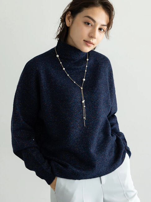 Te chichi「【宮本茉由着用】MIXラメニット」|ニット・セーター|ネイビー