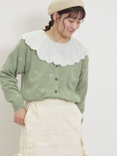 Samansa Mos2「リボン刺繍カーディガン」|カーディガン|