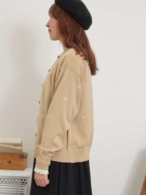 Samansa Mos2「リボン刺繍カーディガン」|カーディガン|