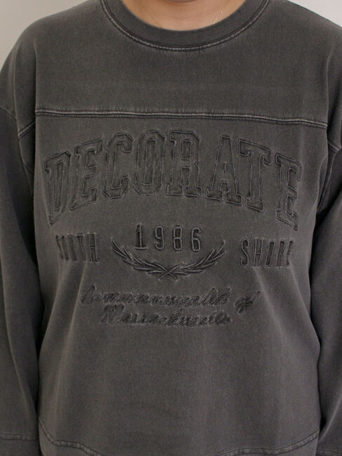 Samansa Mos2「ピグメント加工ロゴ刺繍ロングTシャツ」|Tシャツ・カットソー|