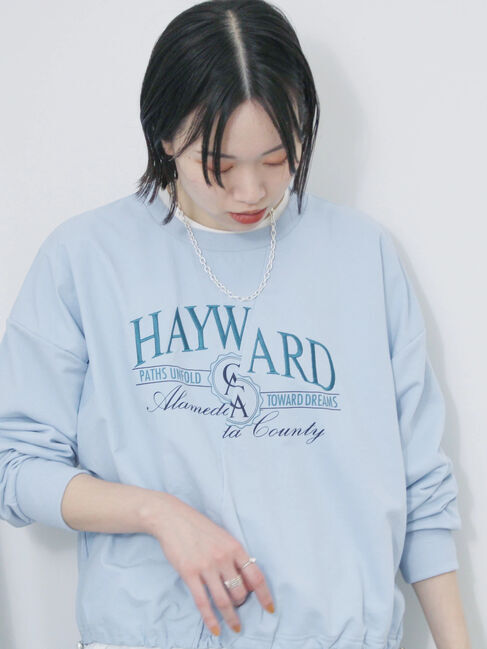 Samansa Mos2 blue「異素材切替リメイク風プルオーバー」|Tシャツ・カットソー|