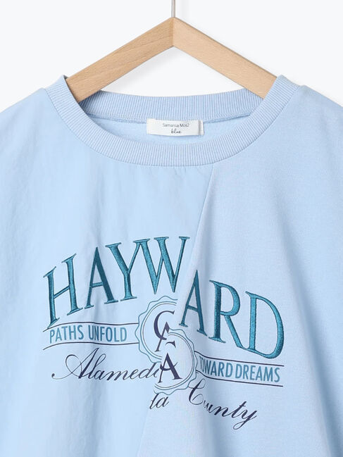 Samansa Mos2 blue「異素材切替リメイク風プルオーバー」|Tシャツ・カットソー|