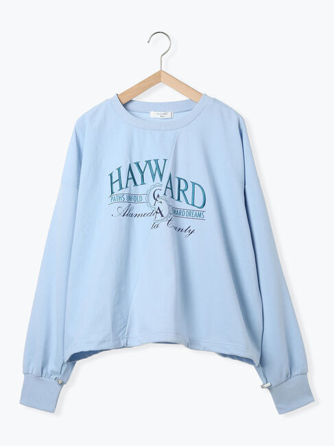 Samansa Mos2 blue「異素材切替リメイク風プルオーバー」|Tシャツ・カットソー|