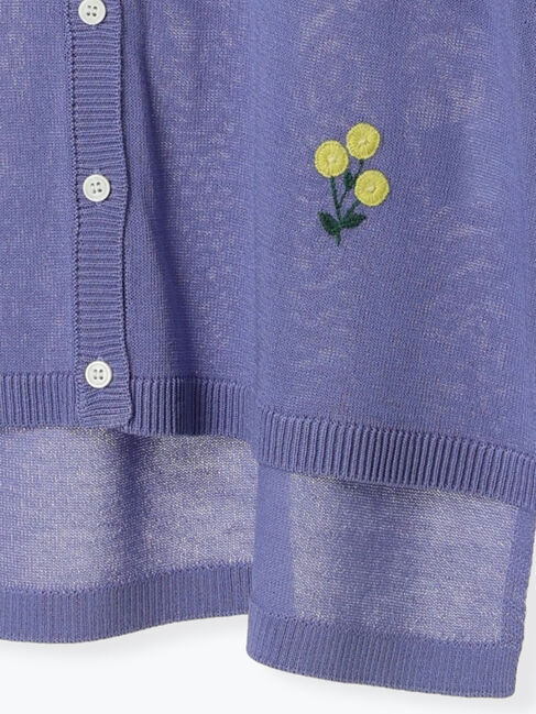 Samansa Mos2「[接触冷感]花刺繍七分袖クルーネックカーディガン」|カーディガン|