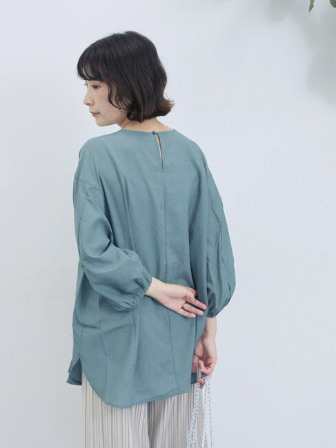 Samansa Mos2 blue「タックブラウス」|シャツ・ブラウス|