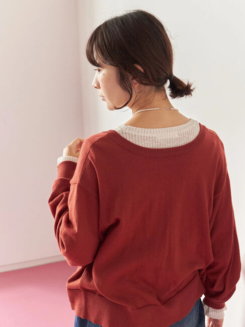 Samansa Mos2 blue「マルチスタイル前後2wayクルーネックカーディガン」|カーディガン|