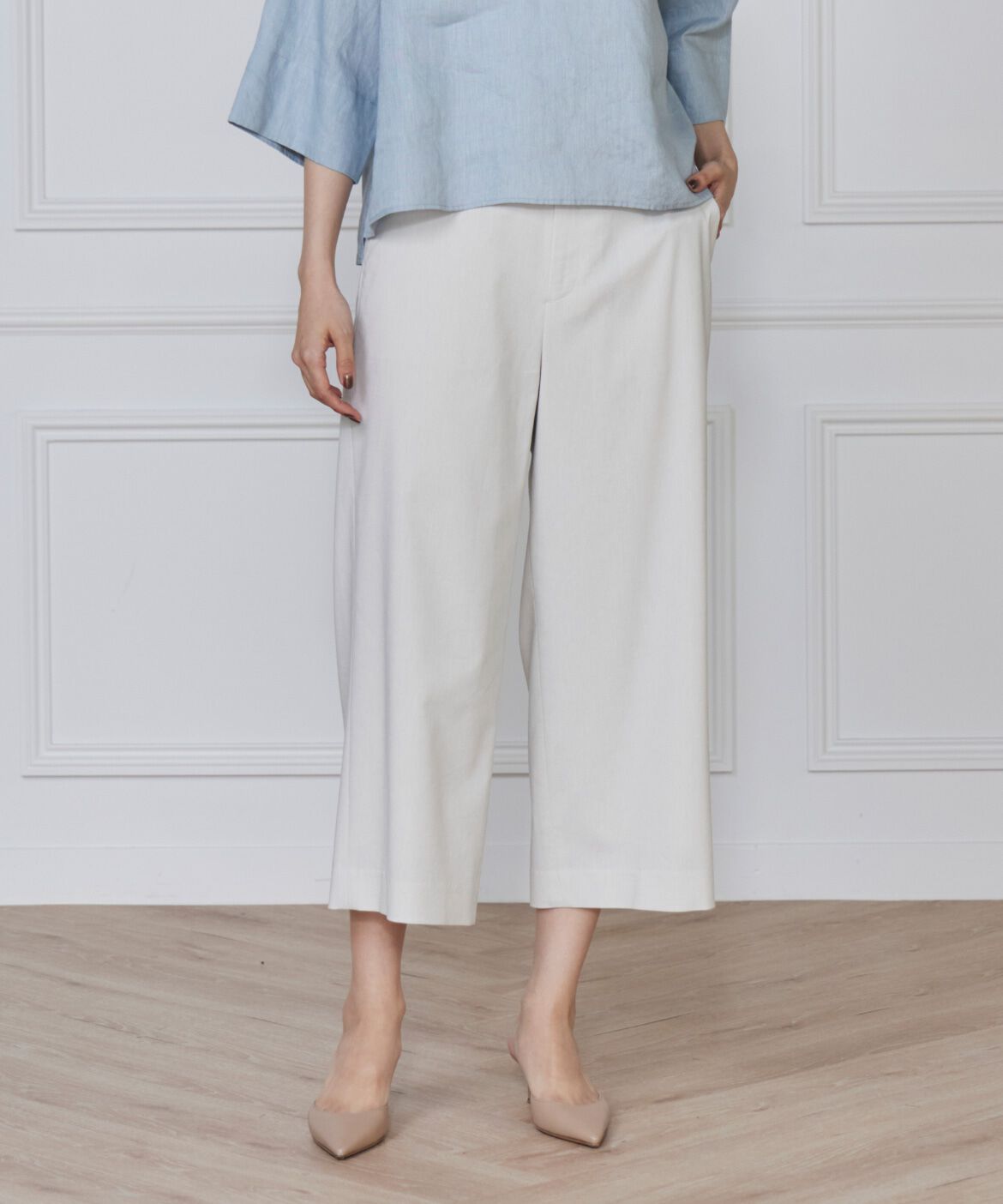 7-IDconcept.「《大きいサイズ》リネン混ワイドクロップトパンツ」|その他|キナリ5