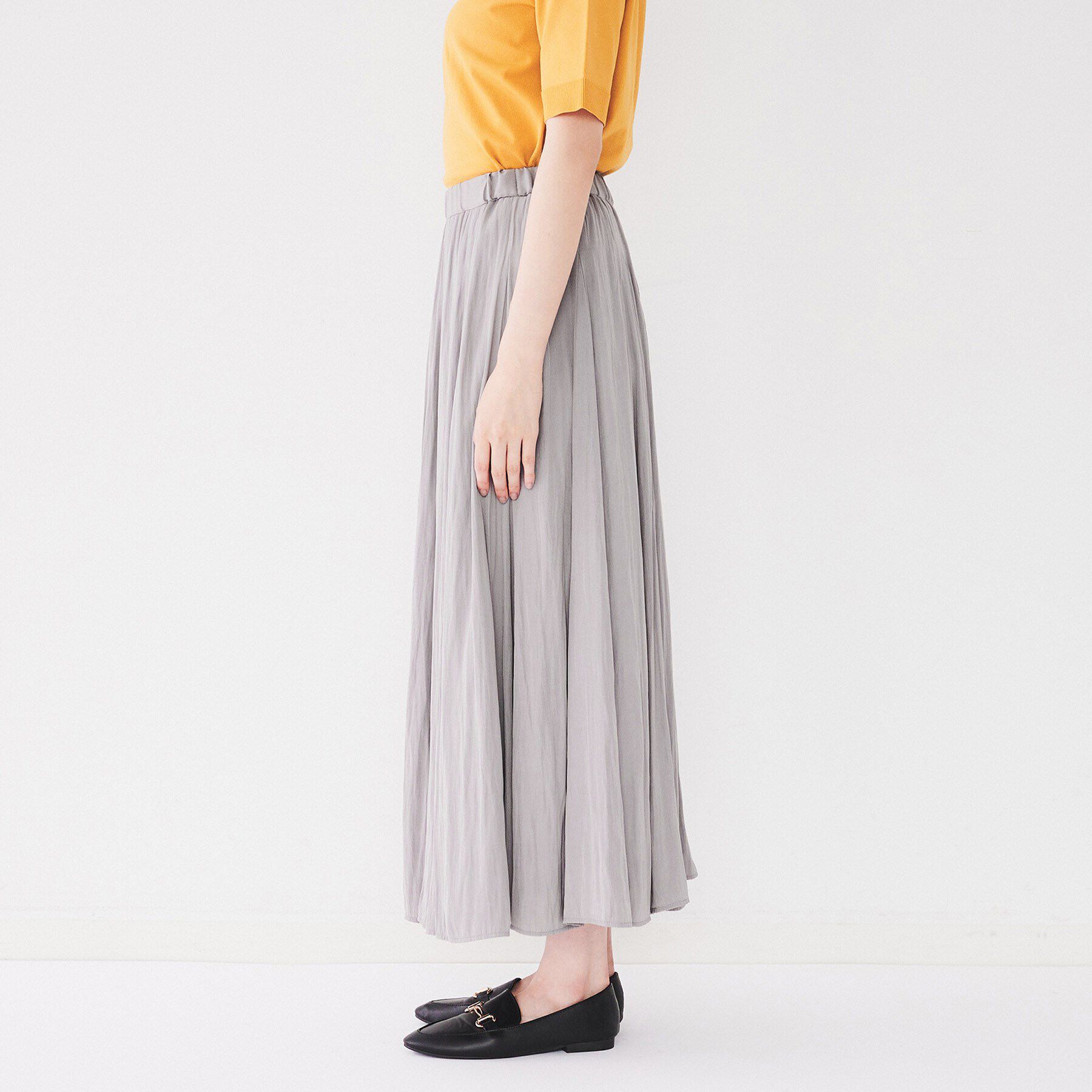 UNTITLED「【ウエストゴム/洗える】パウダークロス ロングスカート」|スカート|