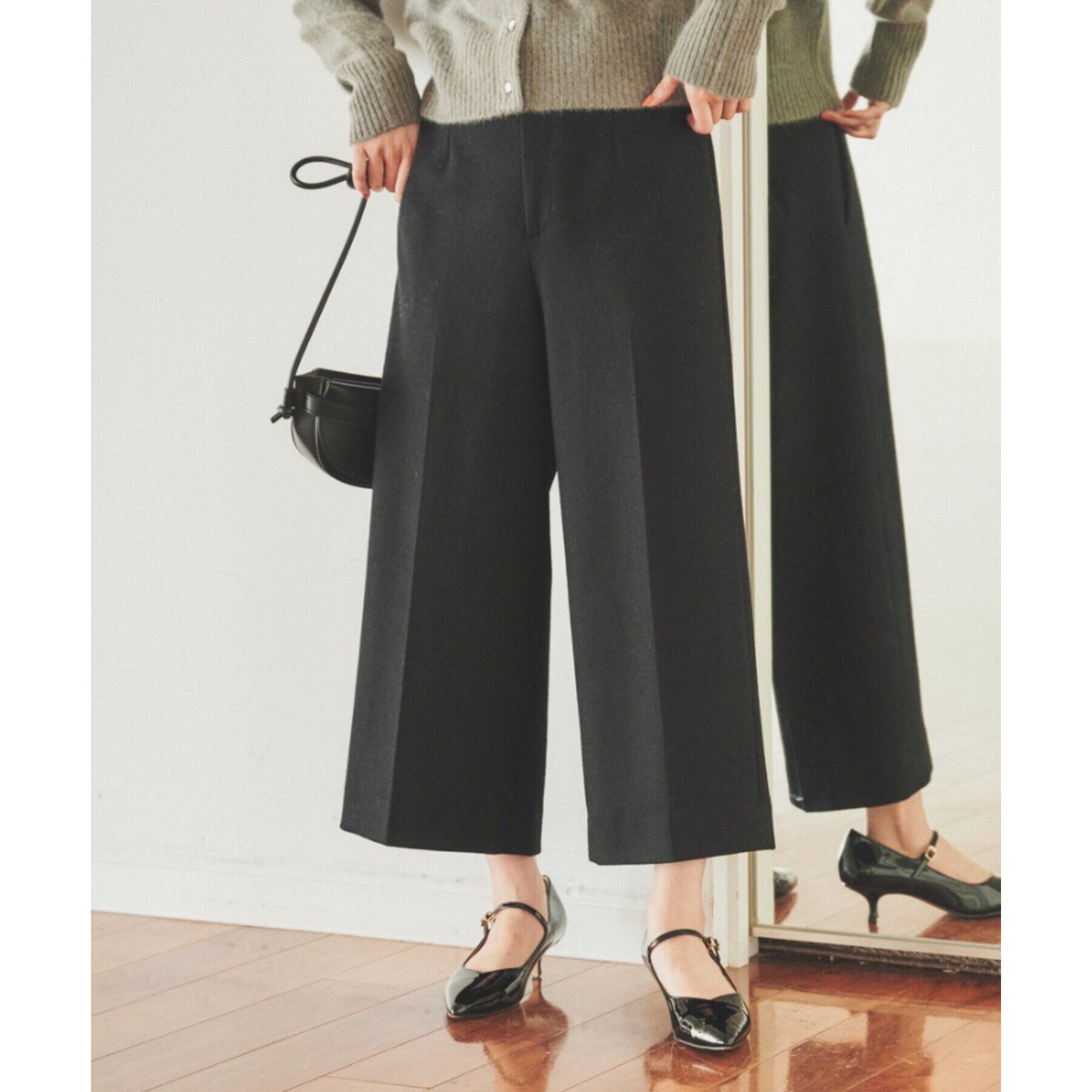 UNTITLED「【後ろウエストゴム/センタープレス】ウールミルドスムース ワイドパンツ」|その他|