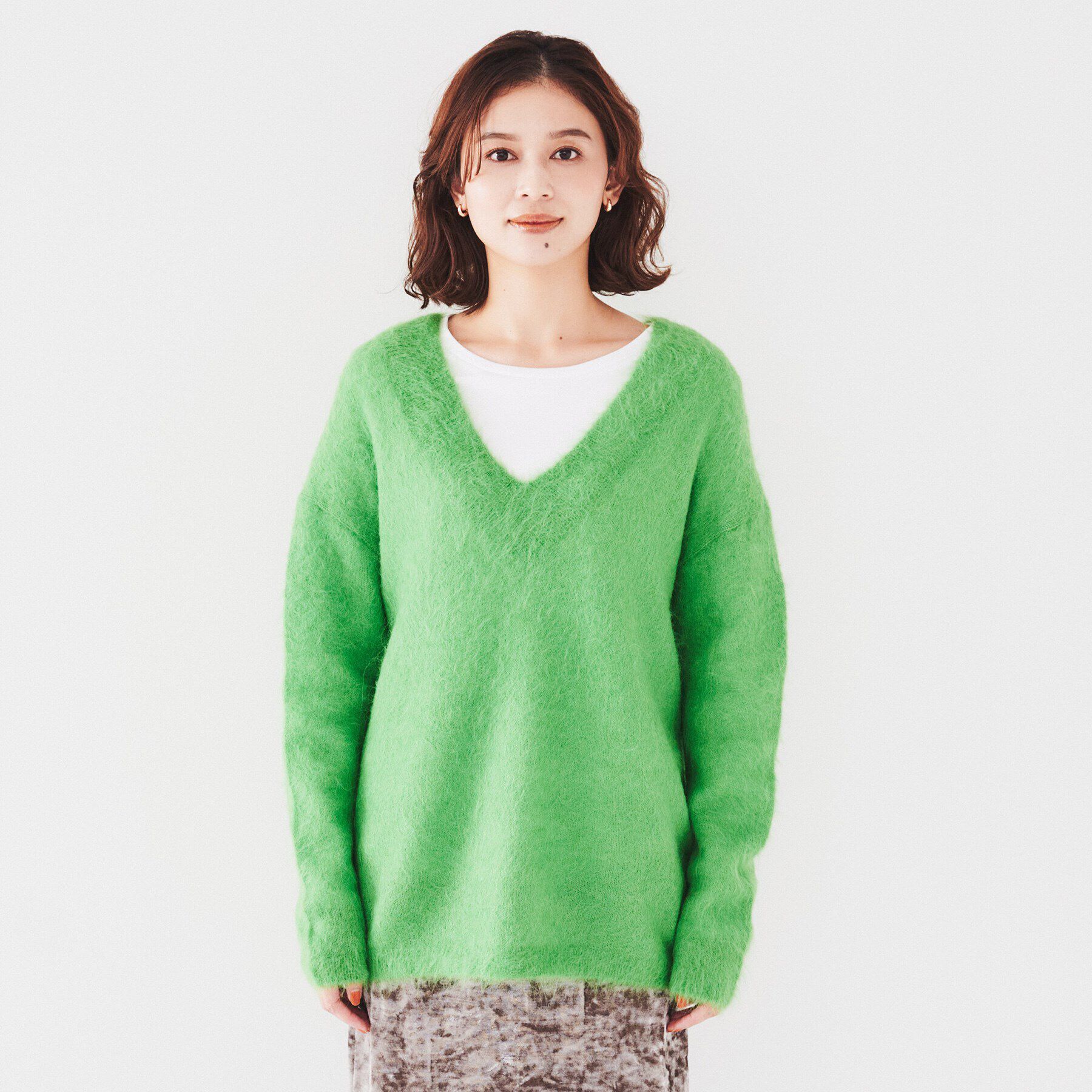 UNTITLED「【毛足感/リラクシー】スーリーアルパカ混Vネックニット」|ニット・セーター|